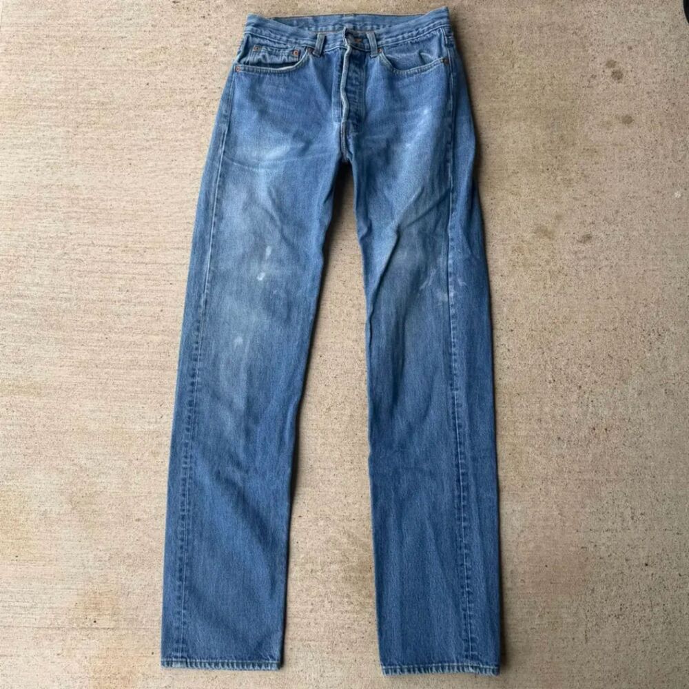 Vtg 1980s Levis 501 Made in USA Jeans Button Fly Medium Wash Denim W30 L34